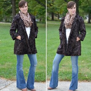 CAbi Black Faux Fur Jacket Style 459 Size L